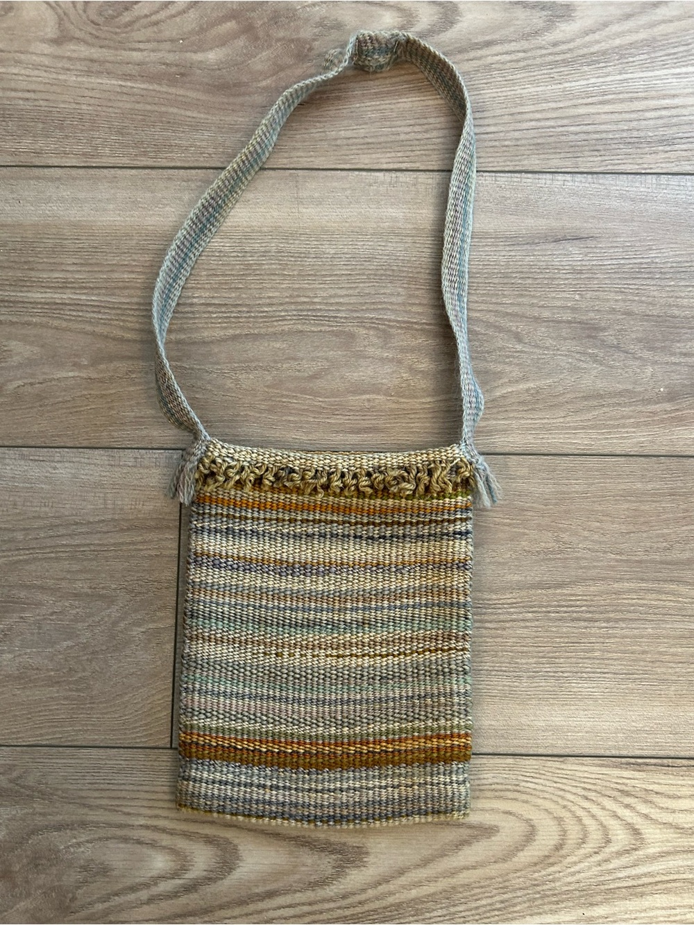Handmade Woven Boho Crossbody Bag Earth Tone Stripe